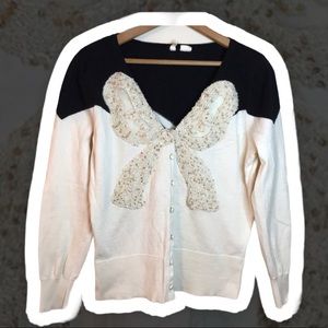 Anthropologie button down bow sweater